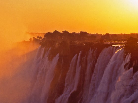 Sunset over the Victoria Falls