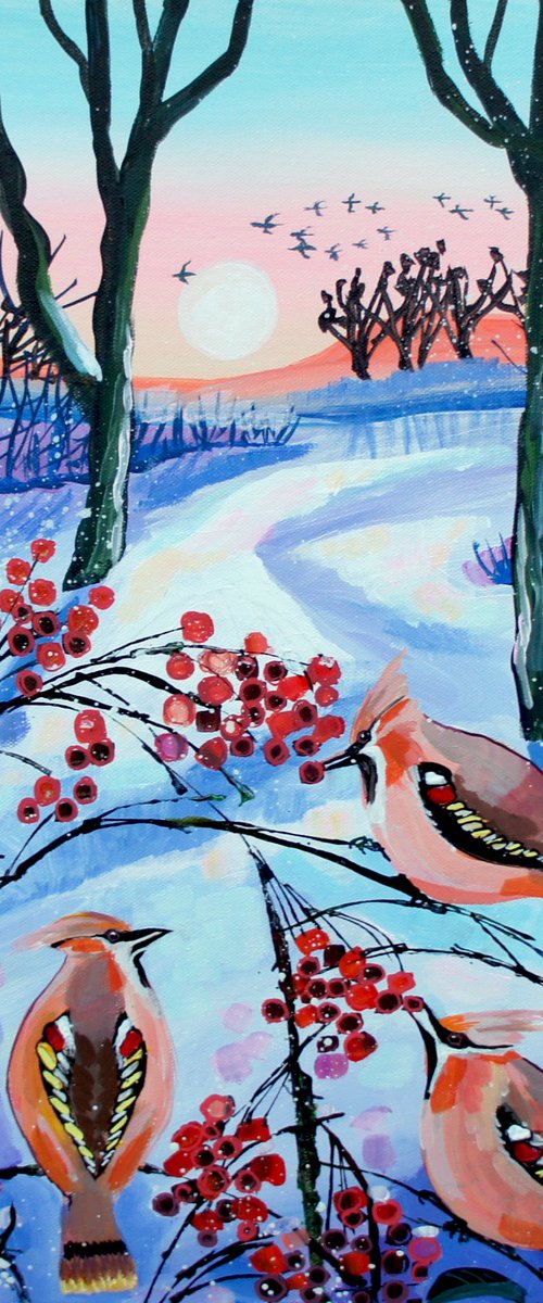 Waxwings in the Snow by Julia Rigby