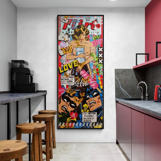 Giant Cokes 200cm x 80cm Textured Urban Pop Art