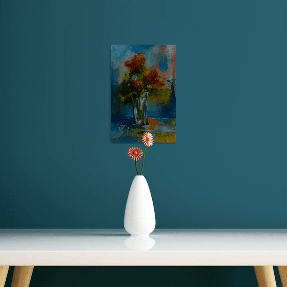 Flowers in vase. Abstrac still life for gift