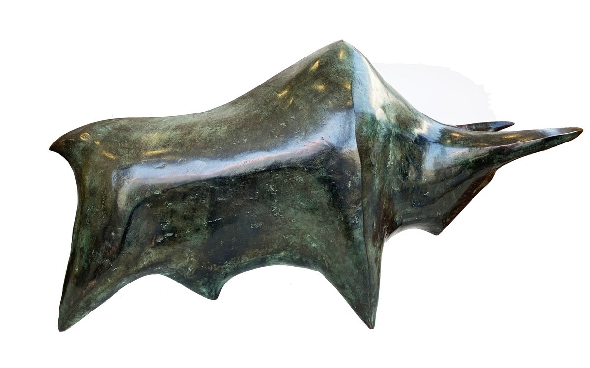Expressive Animal Bronze Sculpture By Toth Kristof, 24 X 14", Big Bull, Original Artwork