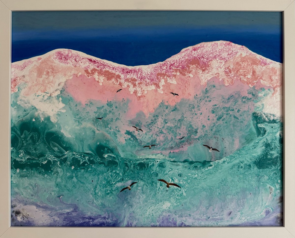 Surrealistic Landscape Painting By Stefano Pallara, 20 X 17", Sconfinare N.5, Original Artwork