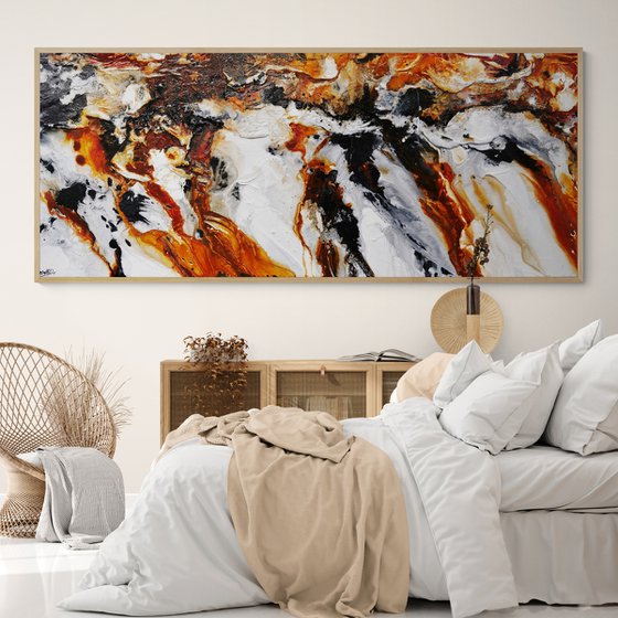 Granite and Rust 240cm x 100cm Brown Black White Textured Abstract Art