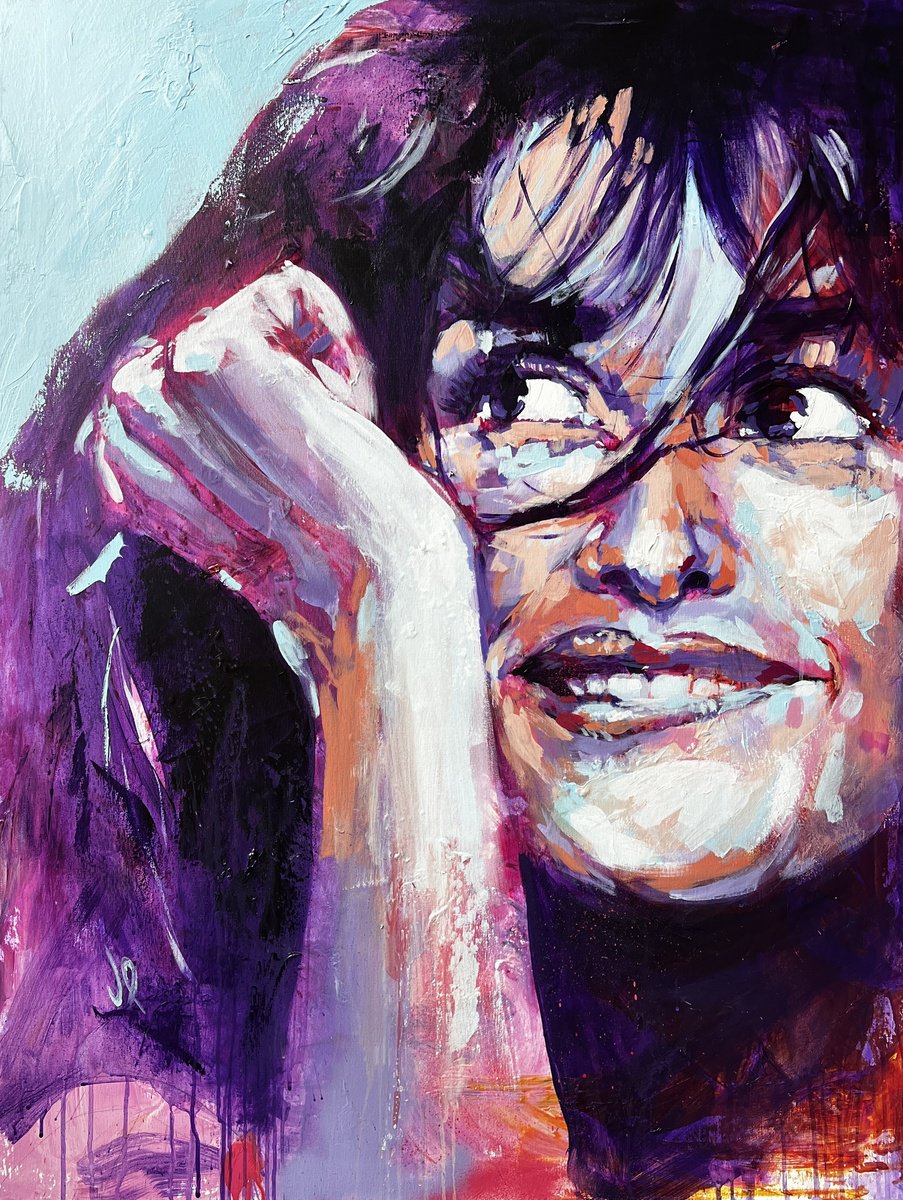 Penelope Cruz Portrait Acrylic on canvas 116x89cm by Javier Pena