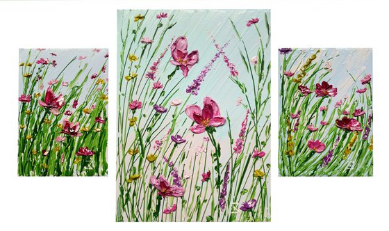 Whisper Of Flowers - Set Of 3 paintings
