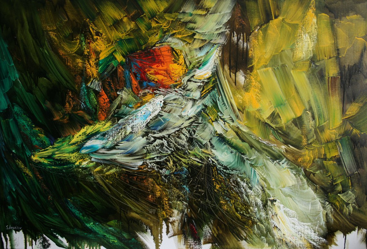 Abstract Oil Painting By Sergei Inkatov, 47 X 31", Revelation Of The Unknown, Original Artwork