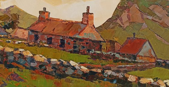 Landscape - houses - 3 (40x30cm, oil painting, ready to hang)