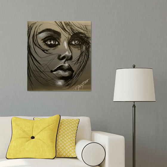 "Dashenka"Original mixedmedia painting on aluminium panel 63×69×1cm