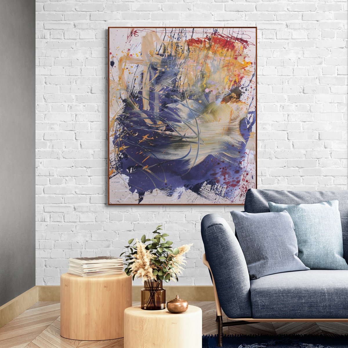 Expressive Abstract Painting By Daniela Schweinsberg, 39 X 47, Travel Unknown Galaxies 3, Original Artwork