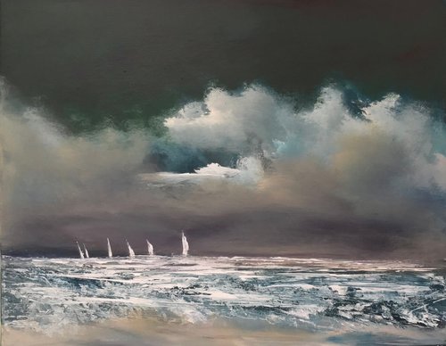 White Sails Painted Skies. IV by Maxine Anne  Martin