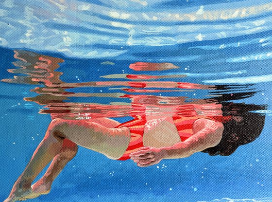 Underneath LI - Miniature swimming painting