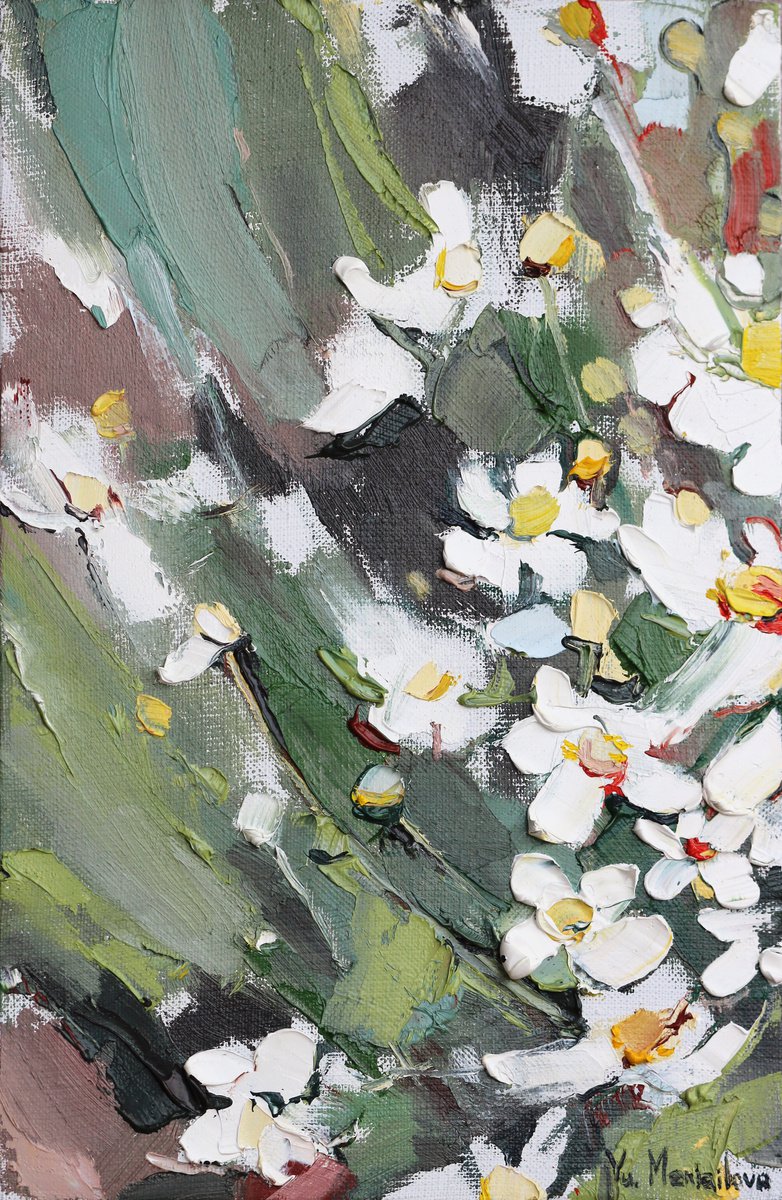 Flowers painting. Oil on canvas. Christmas gift by Yuliia Meniailova
