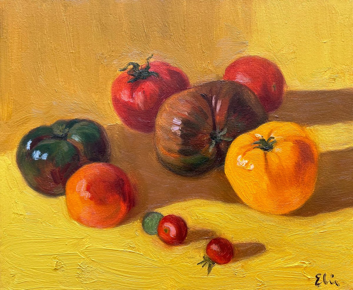 Still life with tomatoes by Elina Arbidane