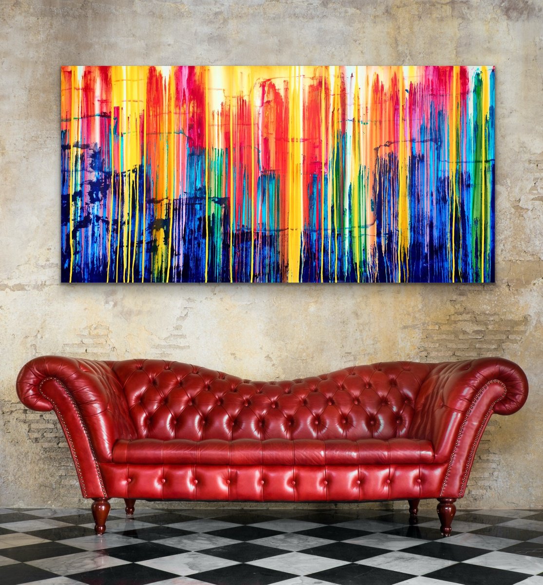 Abstract Acrylic Painting By Carla Sa Fernandes, 79 X 39, The Emotional Creation #329, Original Artwork
