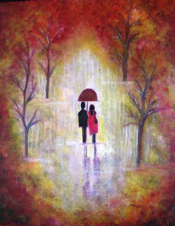 Autumn Romance a vibrant romantic painting