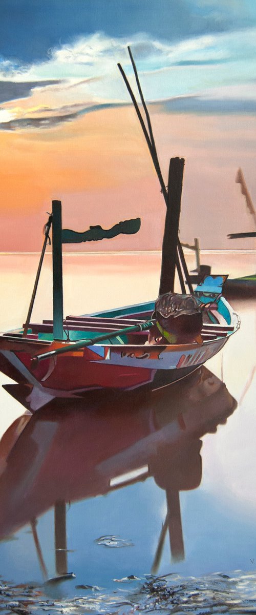 Landscape with boats by Valeri Tsvetkov