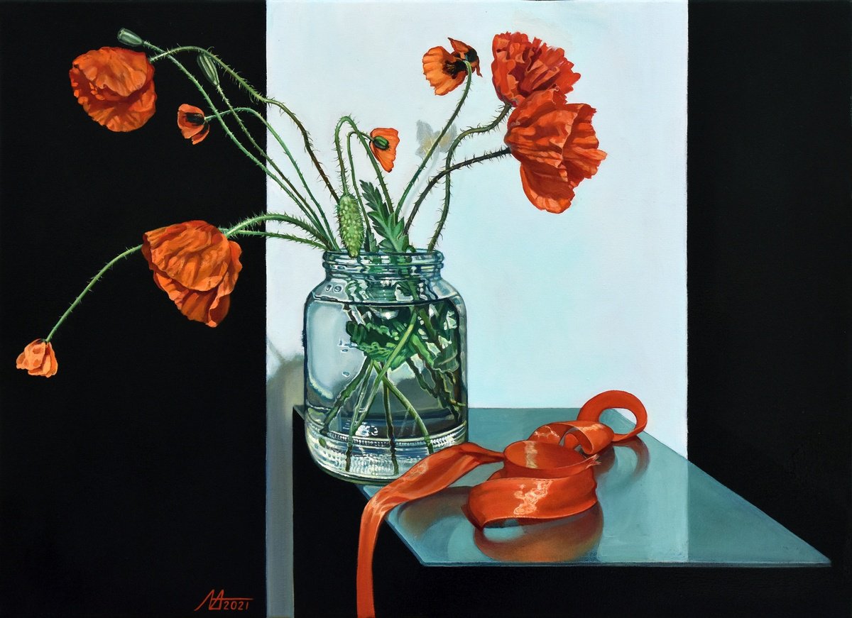 Photorealistic Oil Painting , Red And Black By Alona Lesnichenko, 28 X 20, Artwork For Sale On Artfinder