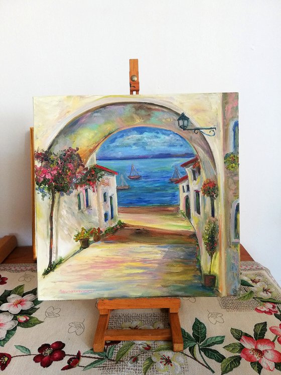 "Italian Summer" Original Oil Artwork 16 by 16" (40x40cm)