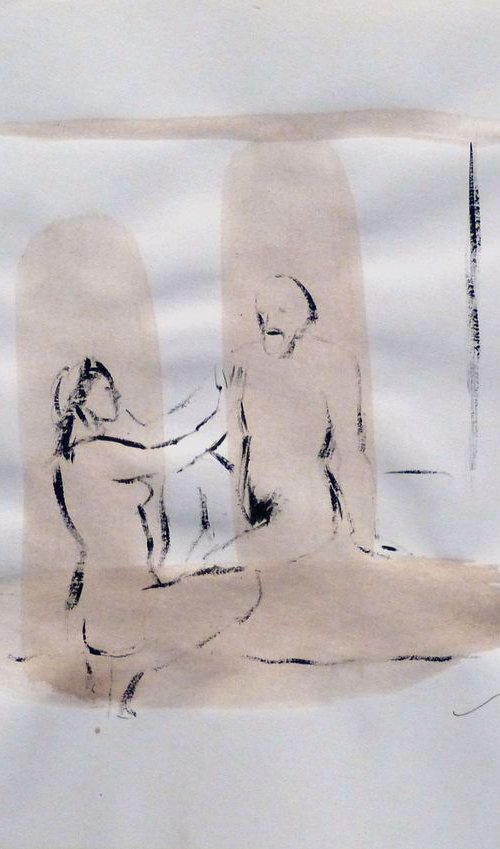 Erotic drawing 7, ink on paper 21x29 cm by Frederic Belaubre