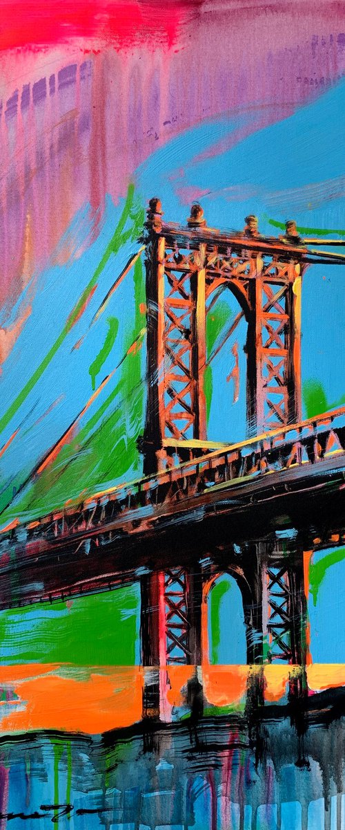 Bright painting - "Manhattan bridge" - USA - Urban Art - Manhattan - Bridge - Street Art - New York - City by Yaroslav Yasenev