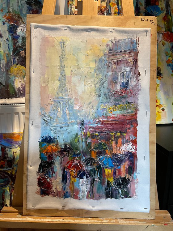 Paris umbrellas. Pastel mood