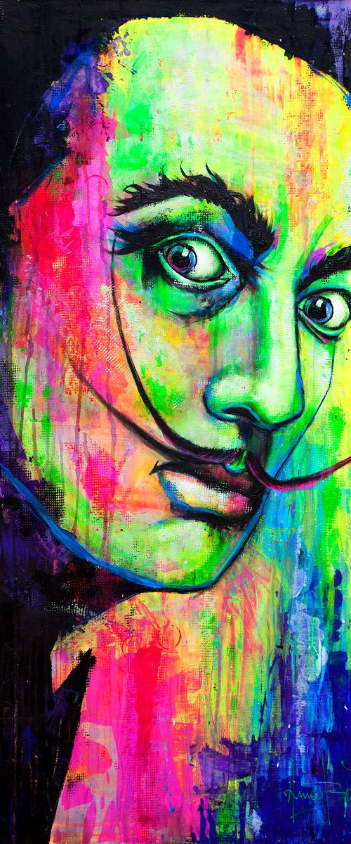 Salvador Dali - Portrait Painting UV Modern Pop Art by Anna Marija Bulka