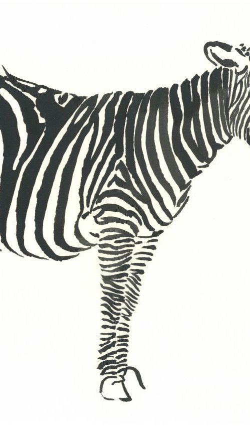 Zebra I Animal Drawing by Ricardo Machado