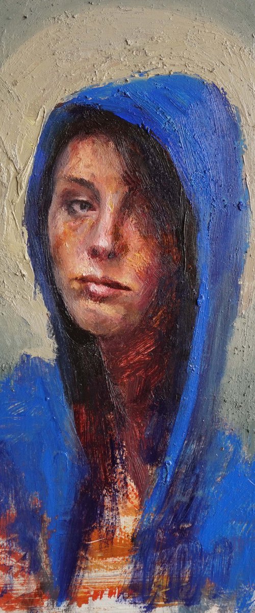 Pauline in blue hood by Manuel Leonardi