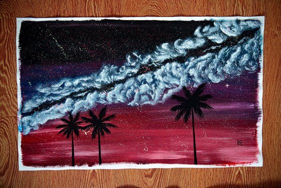 Mystic plum sky with clouds