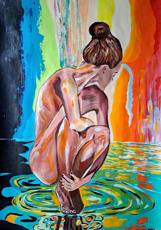 The girl at the water source (2023)  Acrylic painting  by Sanja Jancic