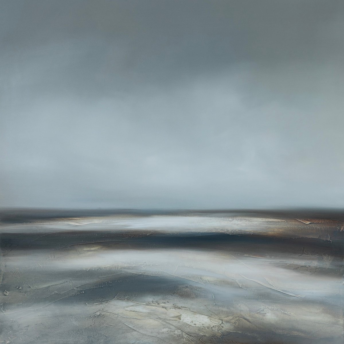 Abstract Landscape Oil Painting By Paul Bennett, 28 X 28", The Drifting Shore, Original Artwork