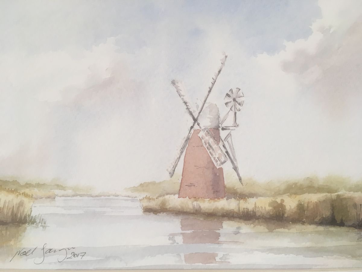 Impressionistic Landscape Watercolour By Noel Sawyer, 9 X 6", How Hill Mill, Original Artwork