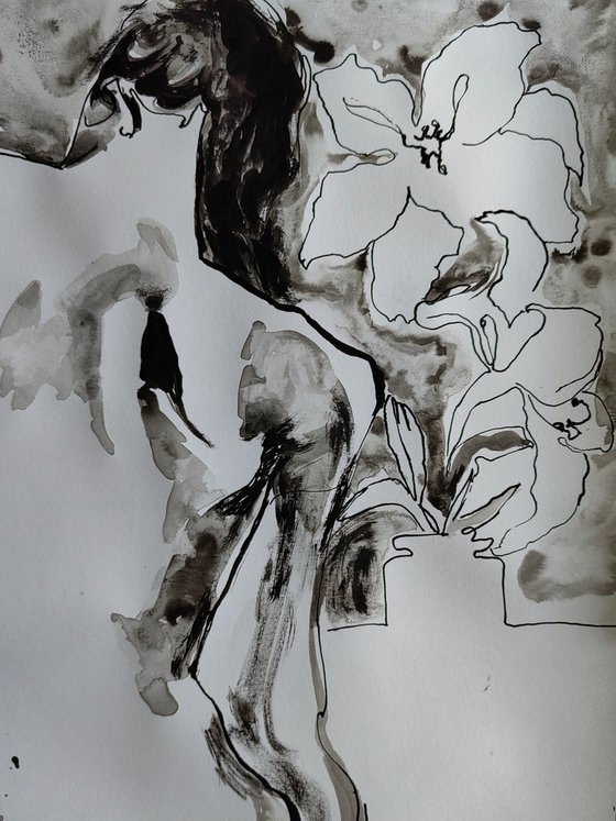 Nude With Lilies