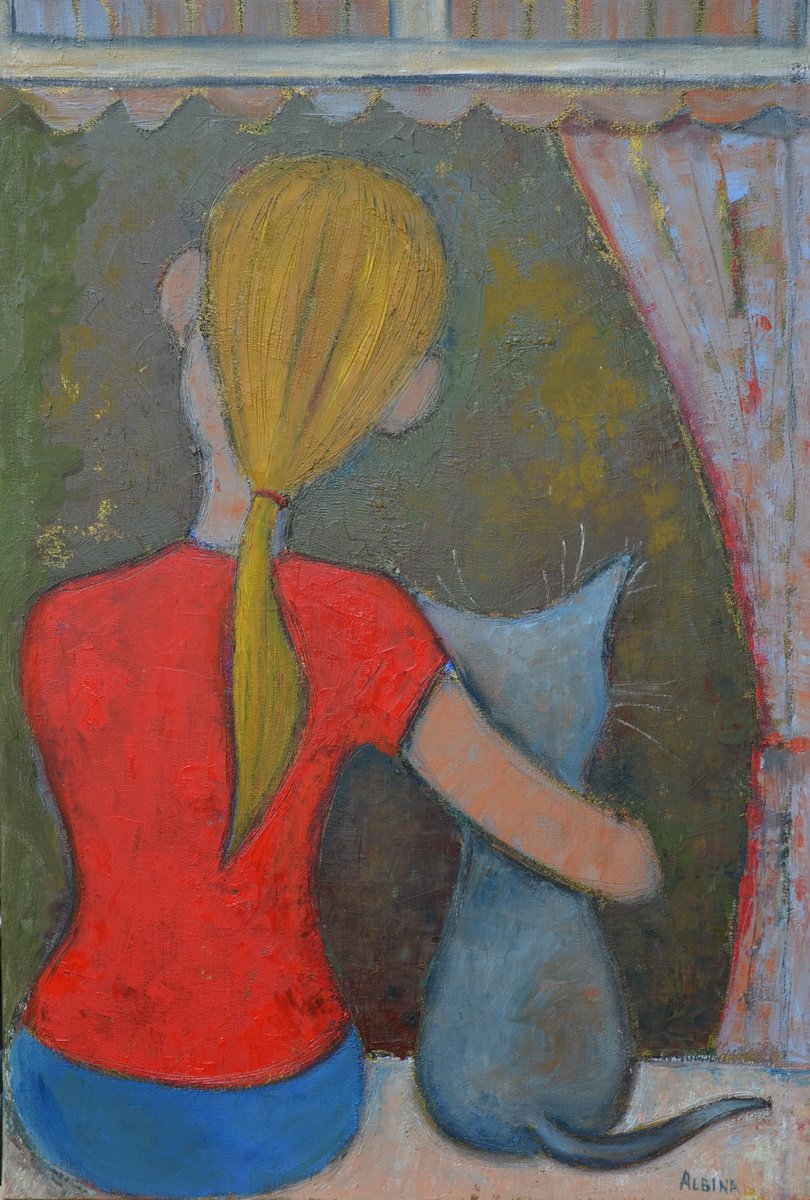 Surrealistic Abstract Oil Painting By Albina Urbanek, 20 X 29, Quarantine Dreams 2, Original Artwork