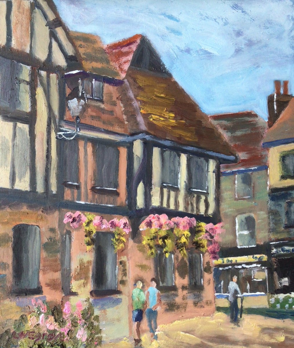 Impressionistic Cityscapes Oil Painting By Julian Lovegrove Art, 10 X 12", Guildhall, Sandwich Kent, Original Artwork