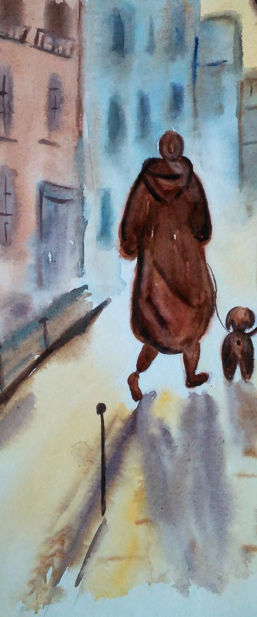 Paris Walking the Dog by Halyna Kirichenko