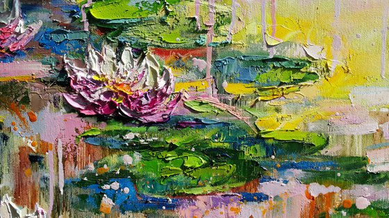 Water Lilies - Morning at the Pond, painting landscape