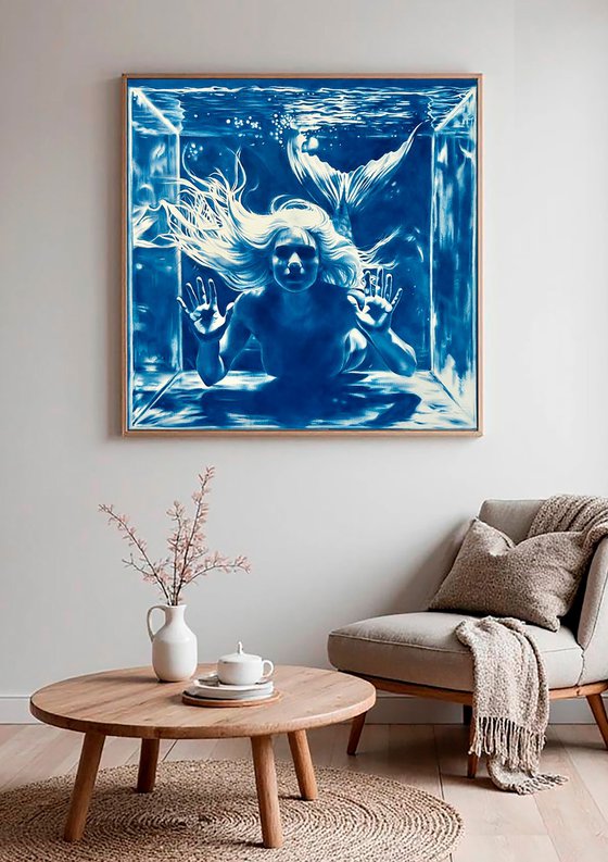 Secret of the Mermaid - Large Blue Ocean Art