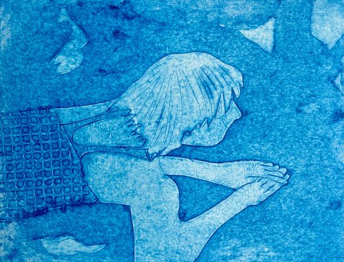 Swimmer blue by Drusilla  Cole
