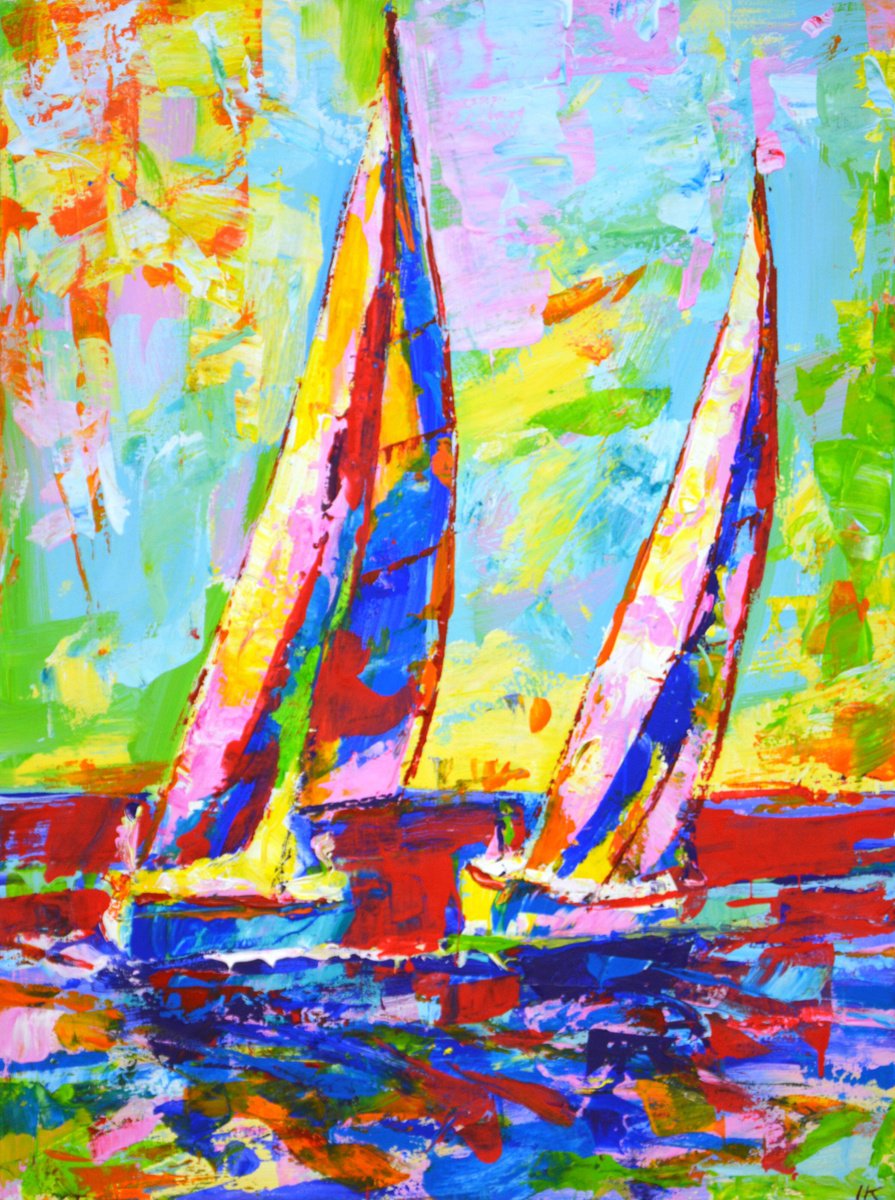 Sailboats 2. by Iryna Kastsova