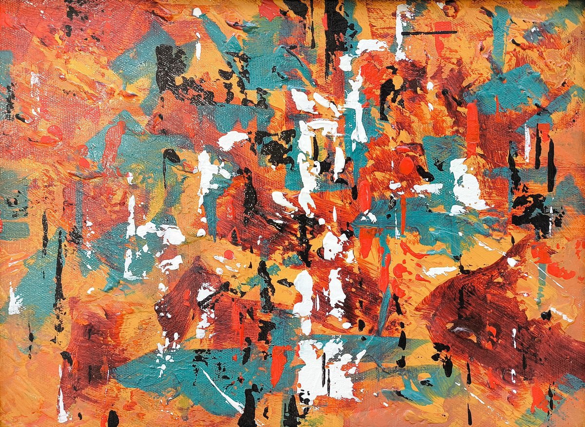 Abstract Oil Painting By Ruben Ghulyan, 16 X 12", Pulse Of The Abstract, Original Artwork