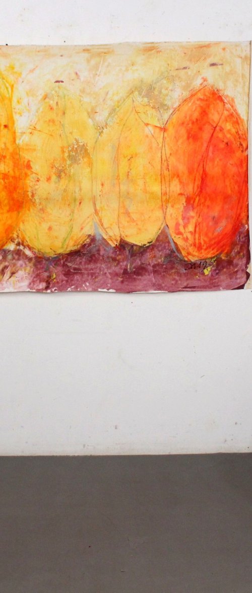 Tulip Flowerpower Spring xxl-Painting 40 x 63 inch by Sonja Zeltner-Müller