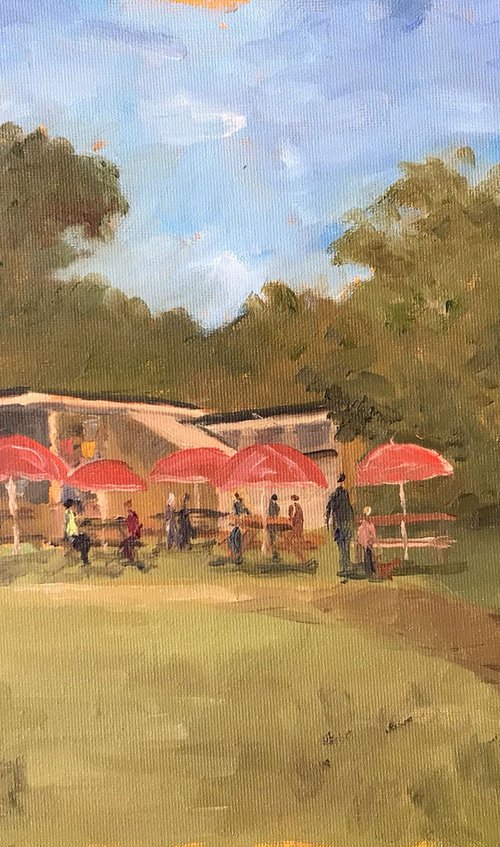 Cafe by the Sea at Pegwell Bay. An original oil painting. by Julian Lovegrove Art