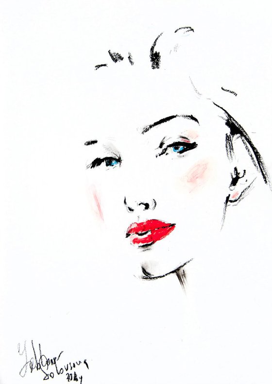 Woman portrait Sketch #1 Modern Fashion Minimalism