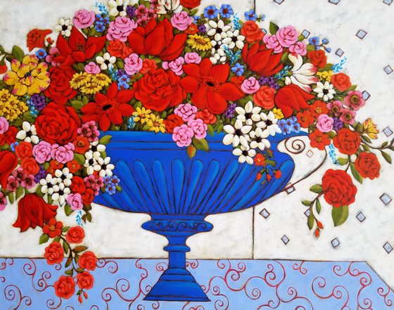 Blooms with Iron Jardiniere