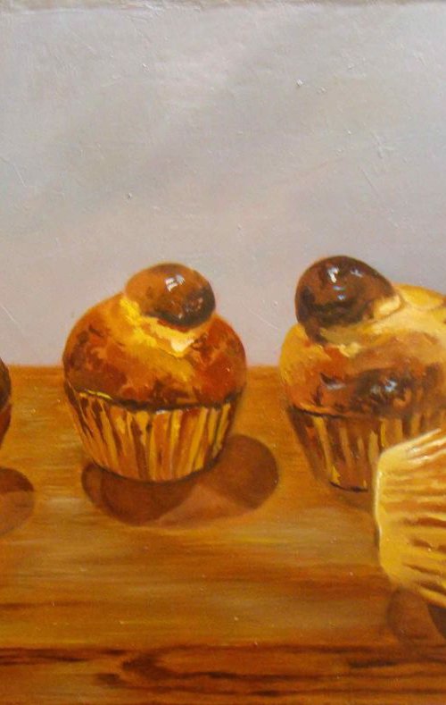 Les brioches, Original Oil Painting by Anne Zamo by Anne Zamo