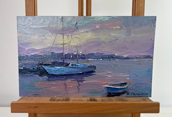 Yacht in the Colors of the Evening Sky