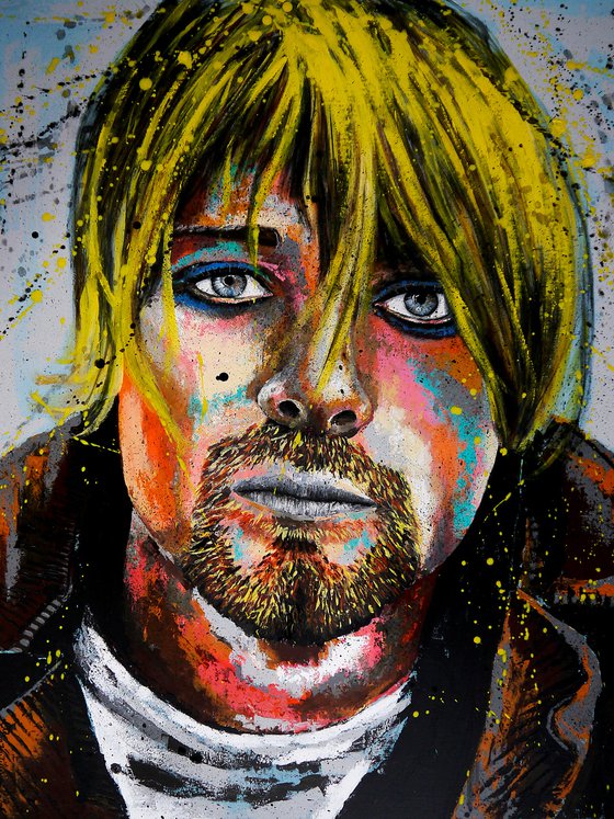 Portrait Kurt Cobain In Bloom Celebrity Decorative Wall art Home deco Hotel Ready to hang