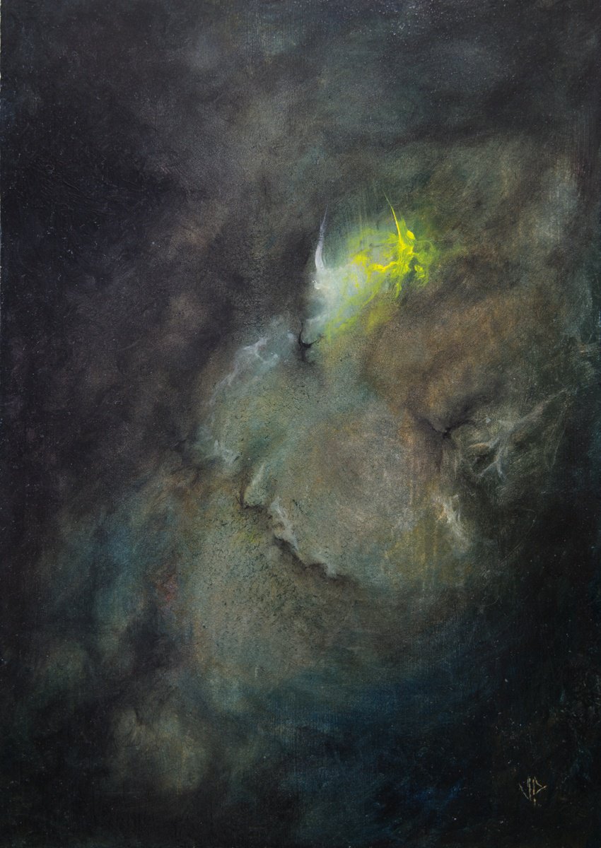 Expressive Abstract Oil Painting By Vadims Pjatrikovs, 8 X 12", Golden Crown, Original Artwork