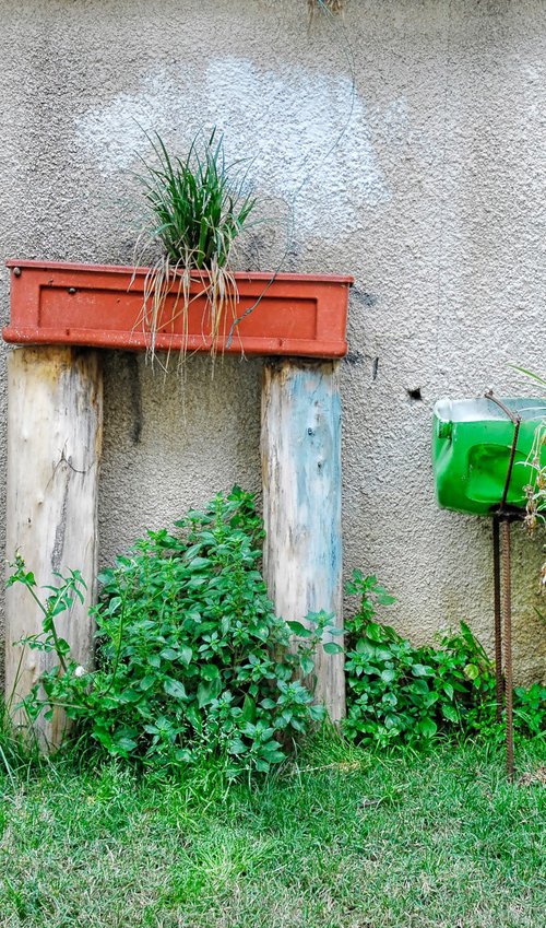 City Green with red flower box by Abba Richman